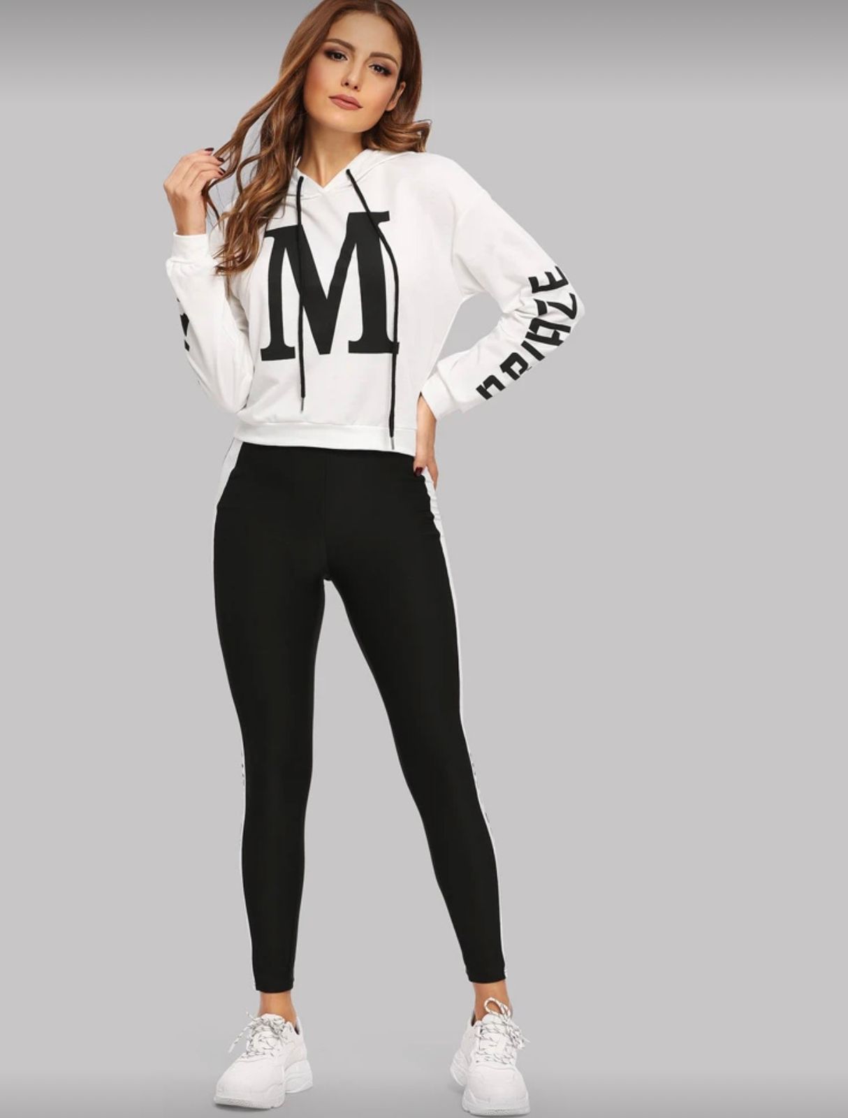 Mulvari Women’s Letter Graphic Hoodie & Leggings Set