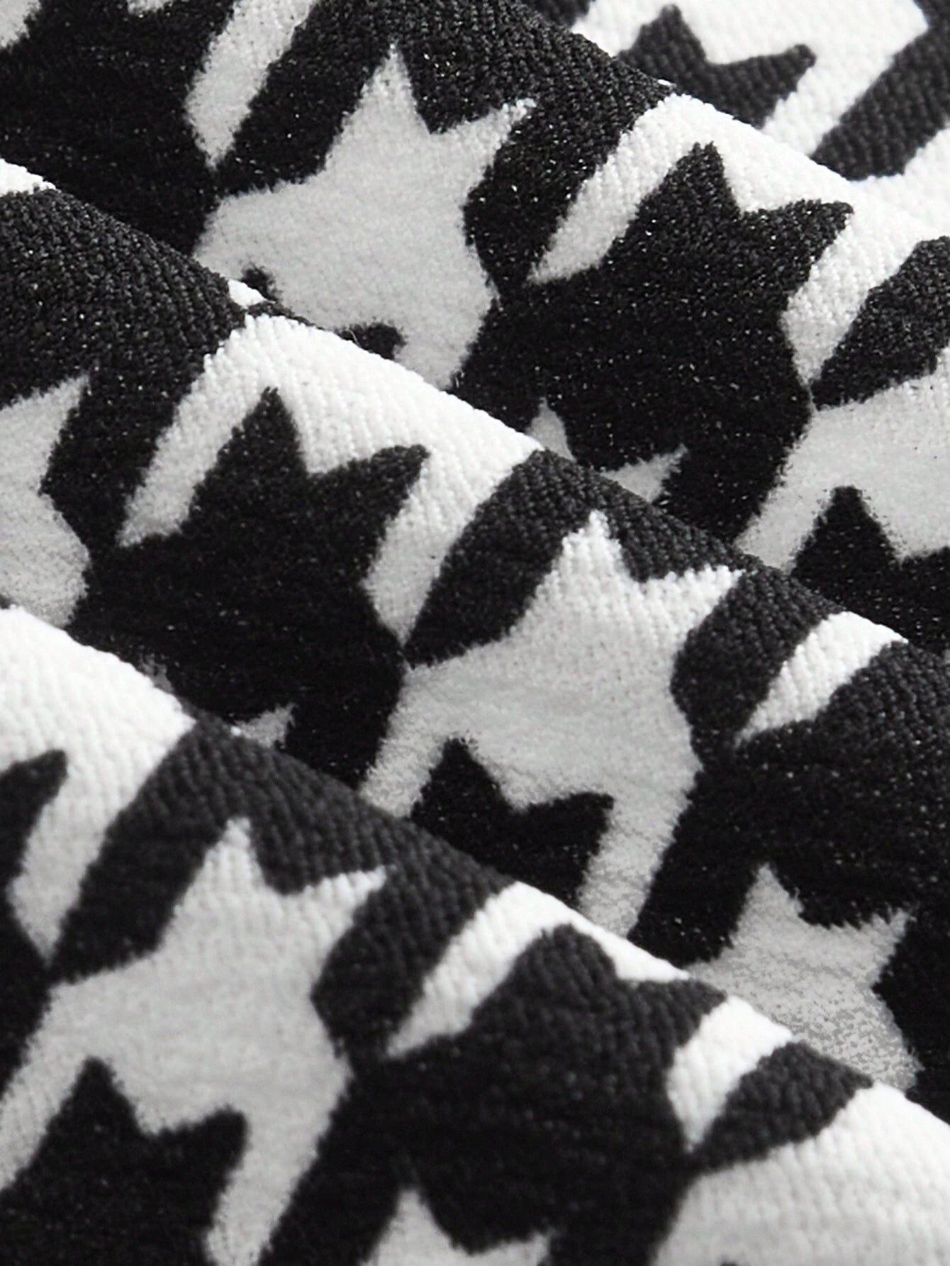 Ellevyn Houndstooth Pattern Sleeveless Long Jacket & Wide Leg Pants Two‑Piece Set