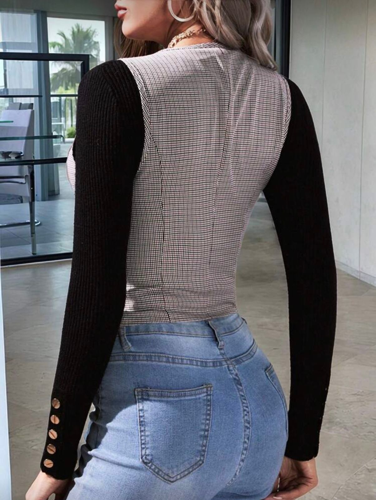 Women’s Checkered Button-Down Vest Top