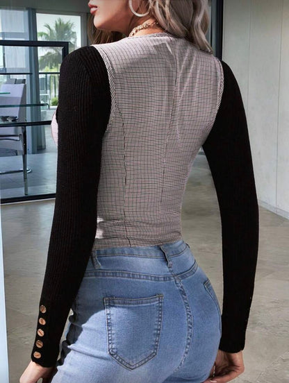 Women’s Checkered Button-Down Vest Top