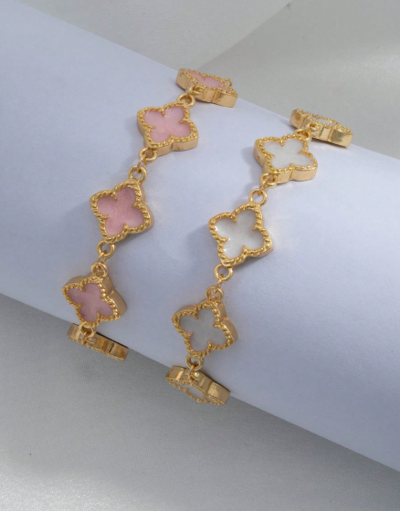 2pcs/Set Elegant Minimalist Geometric Clover Women Teardrop Bracelet