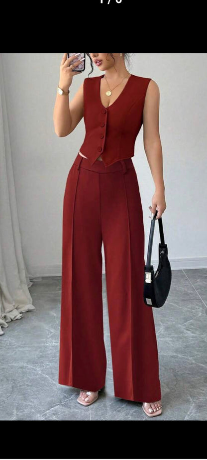 Spring Zipper Up Ribbed Knit Crop Tee & Flare Leg Pants Two Pieces Set