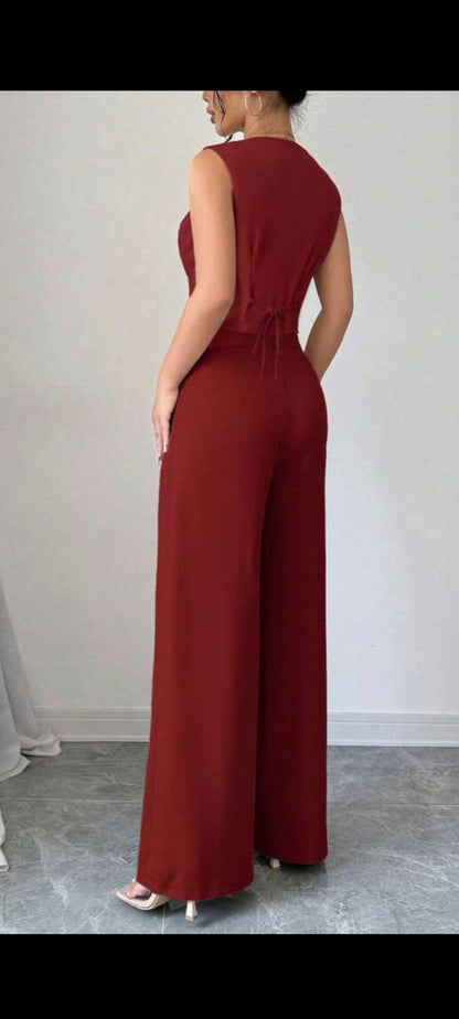 Spring Zipper Up Ribbed Knit Crop Tee & Flare Leg Pants Two Pieces Set