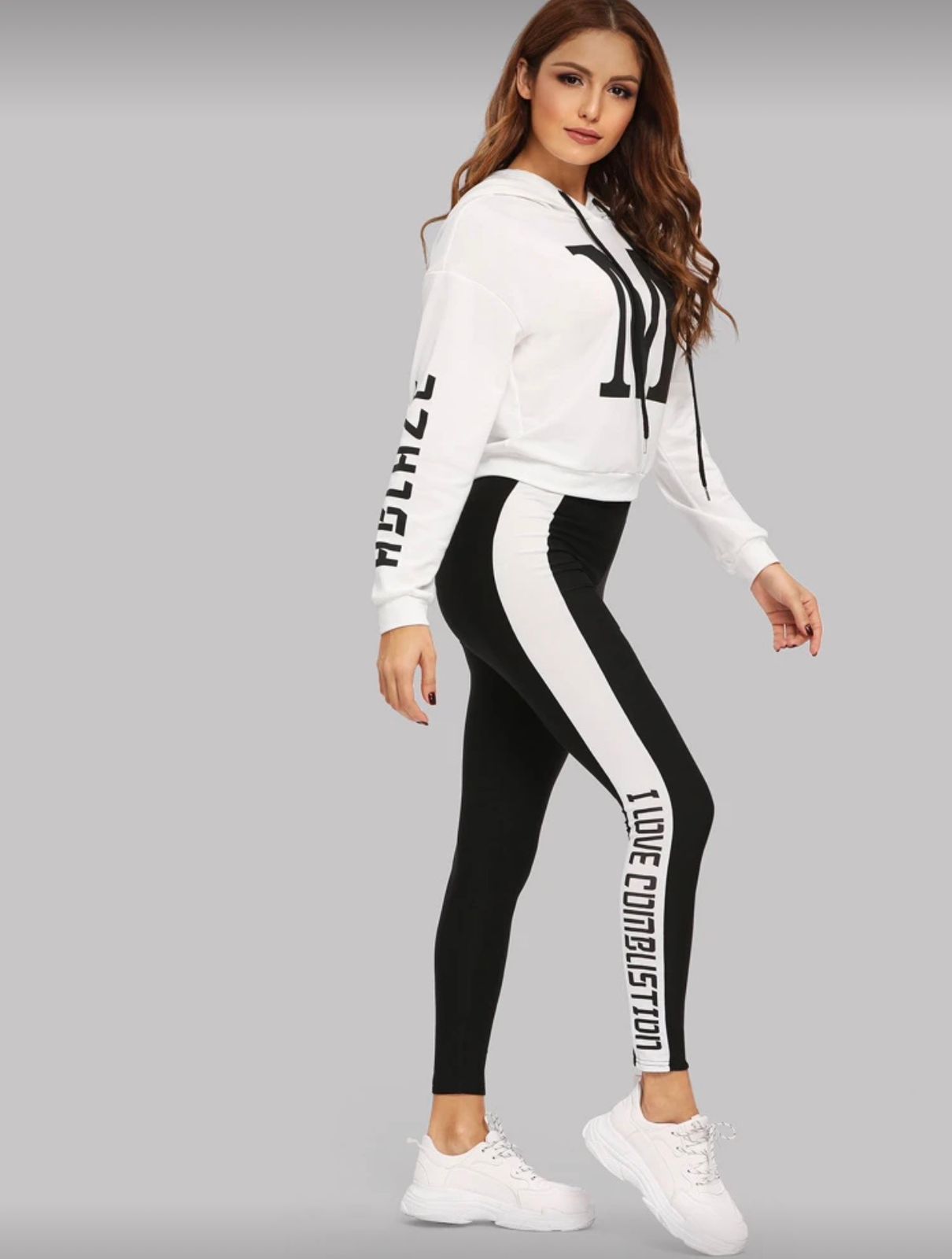 Mulvari Women’s Letter Graphic Hoodie & Leggings Set