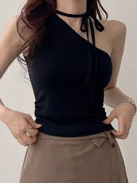 DAZY Women’s Oblique Shoulder Tight Fitting Camisole Tank Top