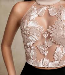 Aliao Floral Crochet Mesh Embroidered Elegant 3D Sheer Tank Top